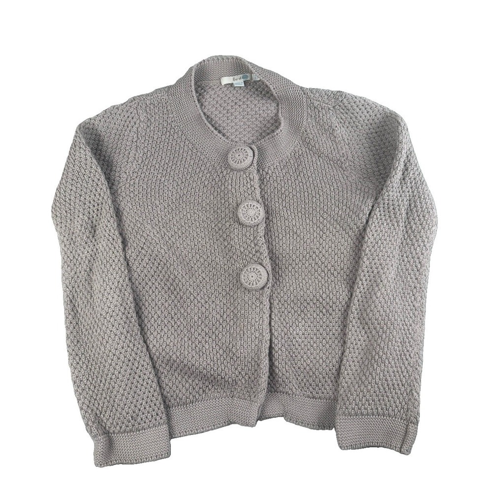 Boden Women's Sweater Cardigan US 6 UK 10 Gray Big Buttons Waffle Knit Chunky